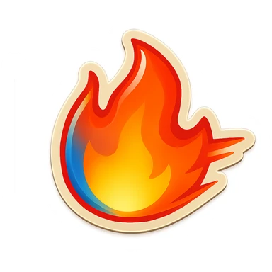 fire streak emoji, playful and modern with blue to orange gradient, vibrant and matching reference image sticker