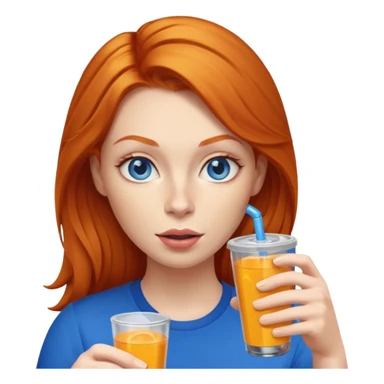 ginger woman sipping energy drink blue eyes sticker