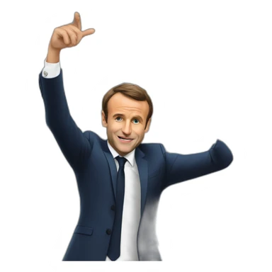Macron dab sur une maison sticker
