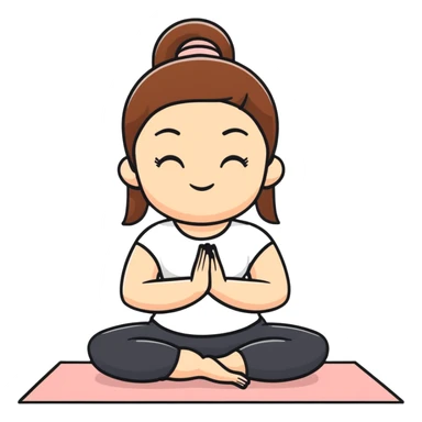 White girl with brown hair doing yoga meditation for self care sticker