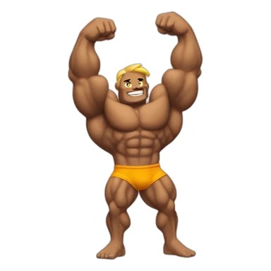 a bodybuilder sun flexin his muscles sticker