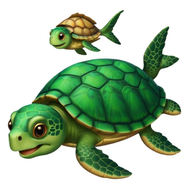 Turtle holding a fish sticker