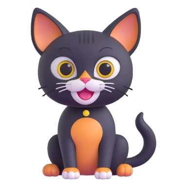 playful cat with big eyes, sitting and smiling sticker
