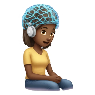 a girl getting an EEG  sticker