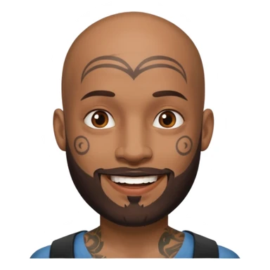 bald bearded man with face tattoo sticker