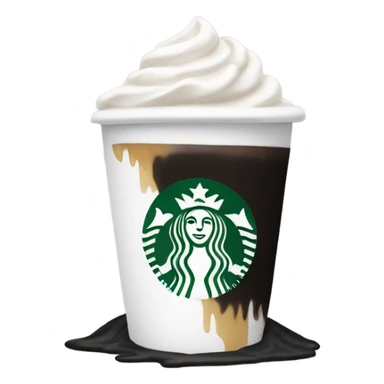white starbucks with black cream sticker