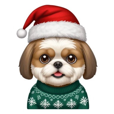 Small all OVER dark grey faced shih tzu christmas sweater hat sticker