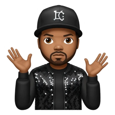 Ice Cube, Rapper with dark brown hair, black sequin outfit sticker