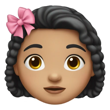 Mexican toddler girl with long black hair and pink bow sticker