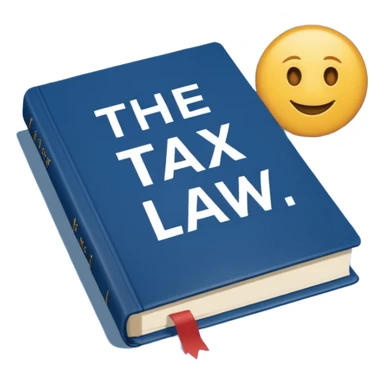 a blue book that says "the tax law" sticker