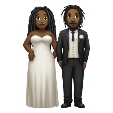 full body Plus size couple with dreads wedding pale sticker