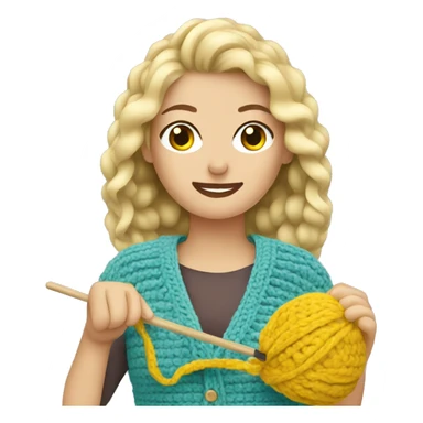 Blonde woman crocheting  sticker