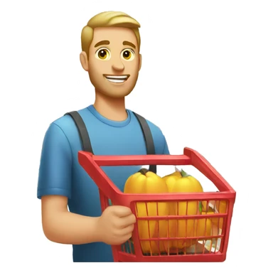 white man with product cart in the supermarket sticker