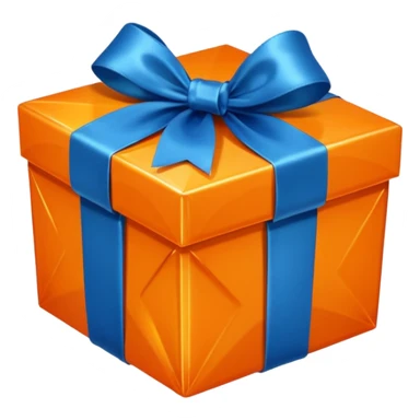 crystal orange gift box with blue ribbon sticker
