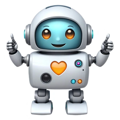 cute girly robot with a big smile, portal design , giving a big thumbs-up sticker