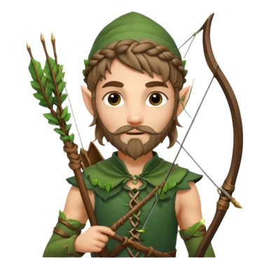 Forest elf with braided beard and bow sticker