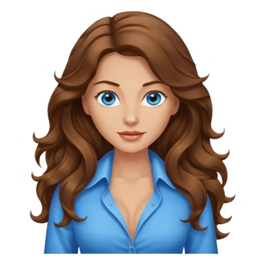 Extra Long wavy hair, brown hair, blue eyes Caucasian not young sexy clothes sticker