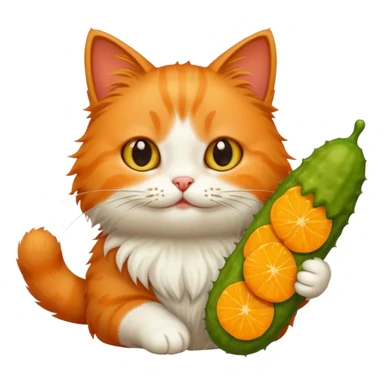 Cat holding a pickle sticker