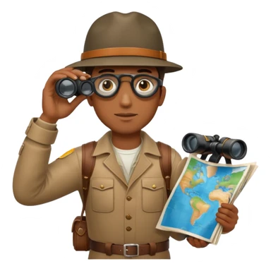 Black man binoculars with leather strap on map sticker
