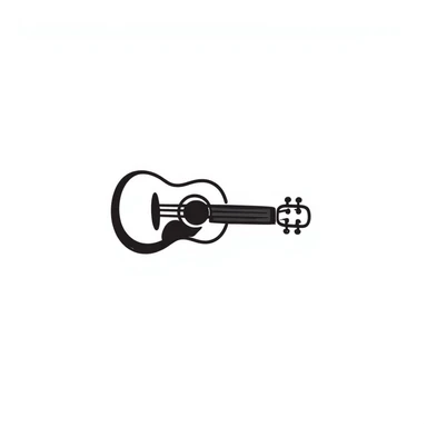 hand-drawn acoustic guitar with strings and sound hole sticker