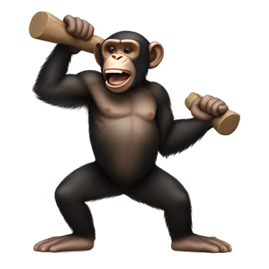 Chimpanzee performing a double-handed hammering motion sticker