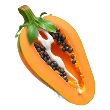 Papaya inside with wite paint dripping down sticker