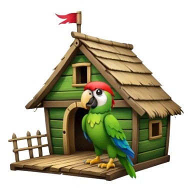 frontal view of an only Flying pirat parrot with a pirat hut. no other objects sticker