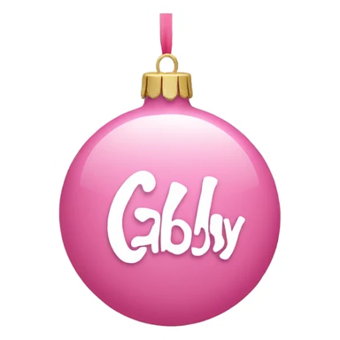 pink ornament with the name gabby on it in cursive sticker