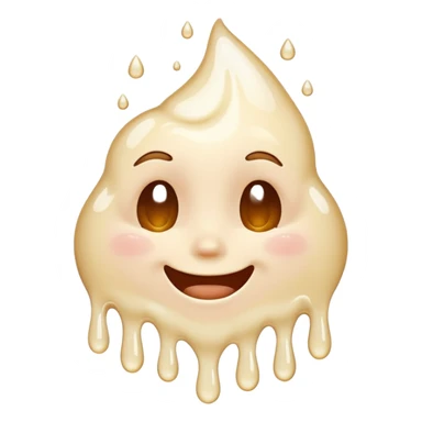 una faccina felice che si scioglie insieme a un liquido bianco sticker