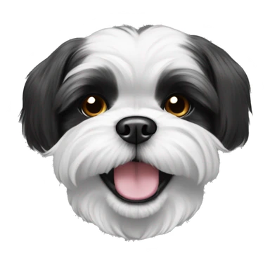 black and white shihtzu smiling sticker