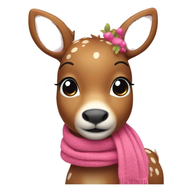 Cute deer with a pink scarf sticker