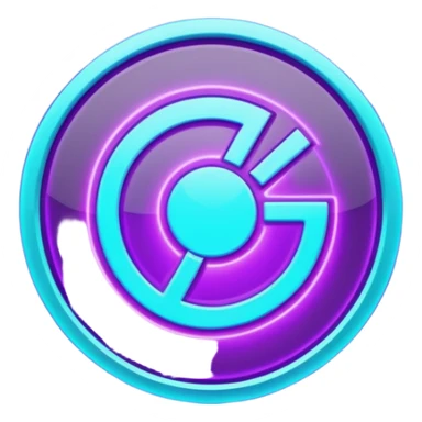 futuristic minimalistic glowing reload symbol, purple and cyan energy glow, dark background, clean modern design, 1:1 aspect ratio, no face sticker