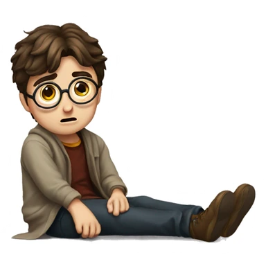 harry potter sitting on the floor and looking down, suprised face sticker
