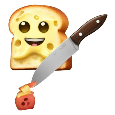 octopus using a knife to spread butter on a toast sticker