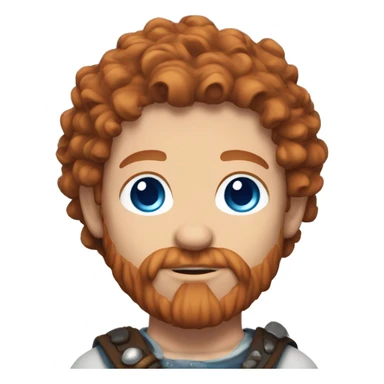 35 year old viking, male, curly red hair, blue eyes, pale sticker