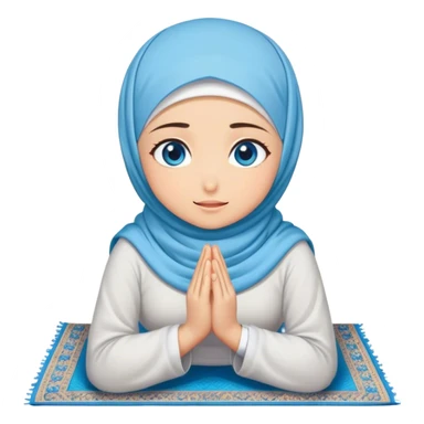 Turkish beautiful finish Konya girl blue eyes with hijab and praying on pray mat sticker