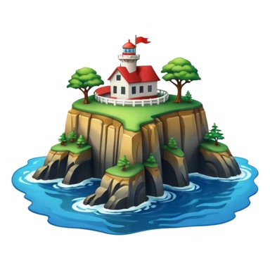 Cape Flattery stylized headland with water meeting, Apple emoji style, no text sticker
