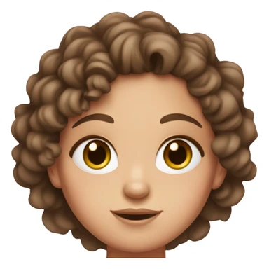 Olive skinned white girl with dark brown eyes + brown curly hair and freckles wearing pink top sticker
