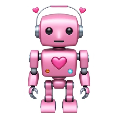cute pink robot with hearts pink sticker