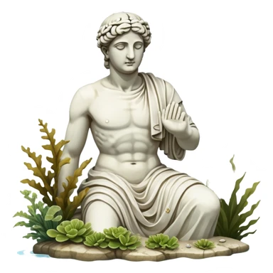 sunken white greek statue, include water and coral in the sea sticker