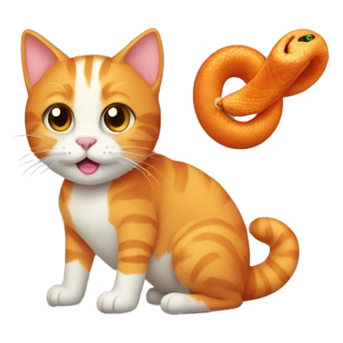 Orange cat with toy snake  sticker