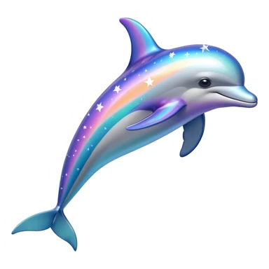 Colorful streaked Dolphin with silver stars sticker
