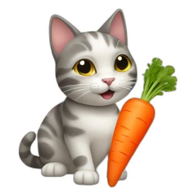 cat eating a carrot sticker