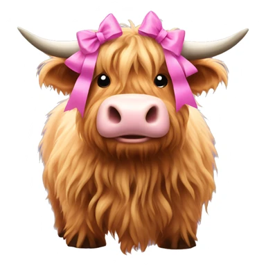 Highland cow with a pink bow sticker