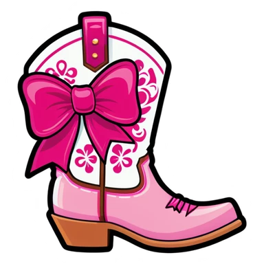 Glamorous Western boots with pink bow sticker