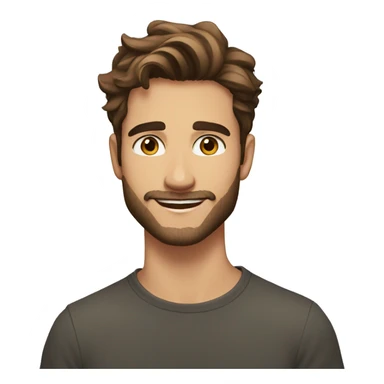 Handsome man, 22 years old, light facial hair, longish brown hair, hazel eyes, good eyebrows, beautiful smile sticker