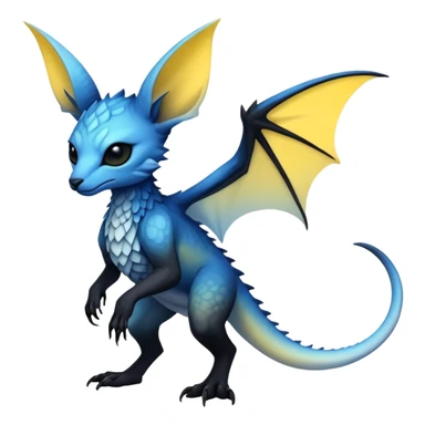  Cool Edgy blue-yellow-black-gradient ethereal badass Fionbri-Vernid-Trico-animal-creature full body  sticker