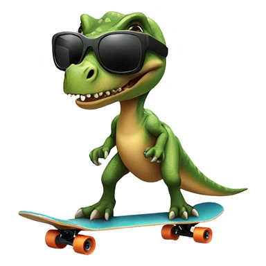 Dinosaur with sunglasses on a skateboard sticker