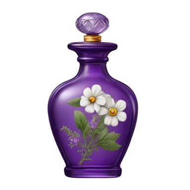 Purple old Antique oil perfume bottle with herbal and flowers sticker