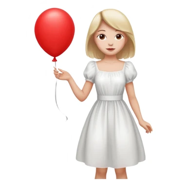 female wearing dress, holding balloon sticker